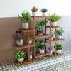 Flower Bonsai Display Shelf Wood Plant Stand-