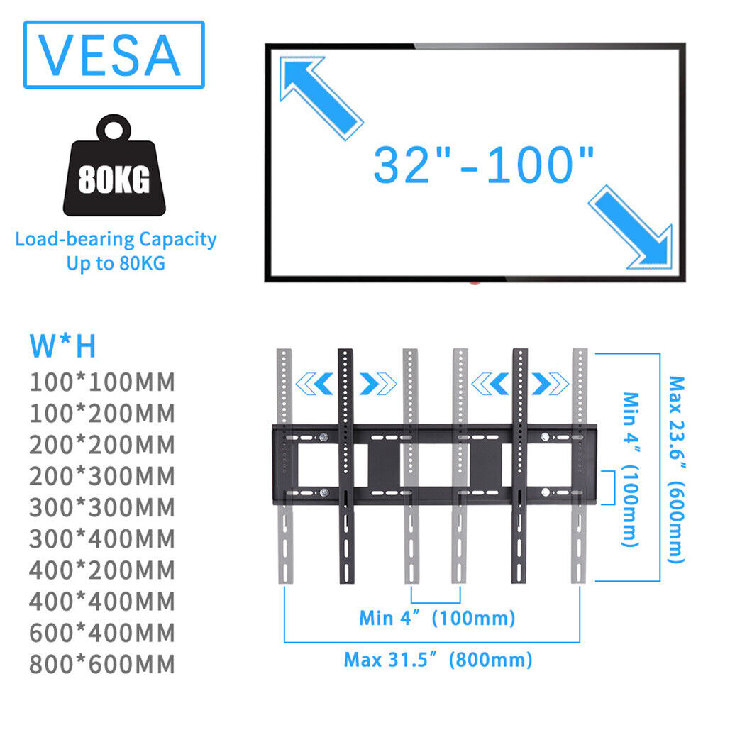Rolling TV Floor Stand Mount Universal Flat Panel 40-100
