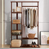 Nut-brown Bamboo Open Wardrobe Clothing Rack