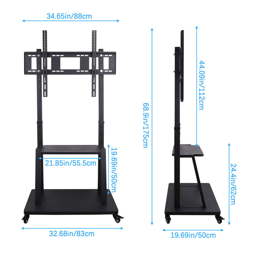Rolling TV Floor Stand Mount Universal Flat Panel 40-100