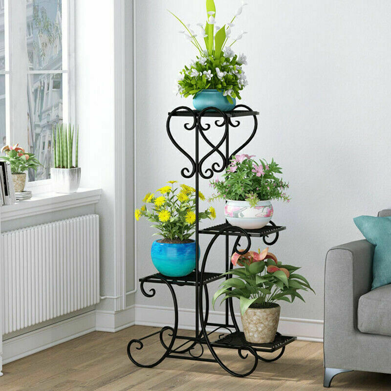 4 Pots Wrought Iron Rustproof Plant Stand-