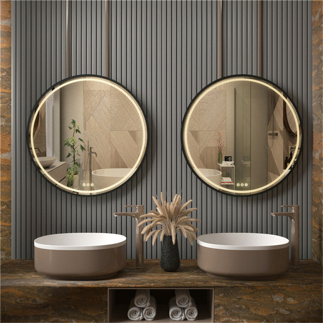 Round light on sale up vanity mirror