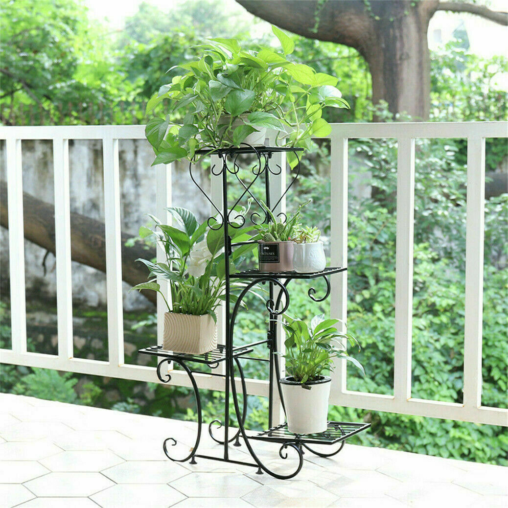 4 Pots Wrought Iron Rustproof Plant Stand-