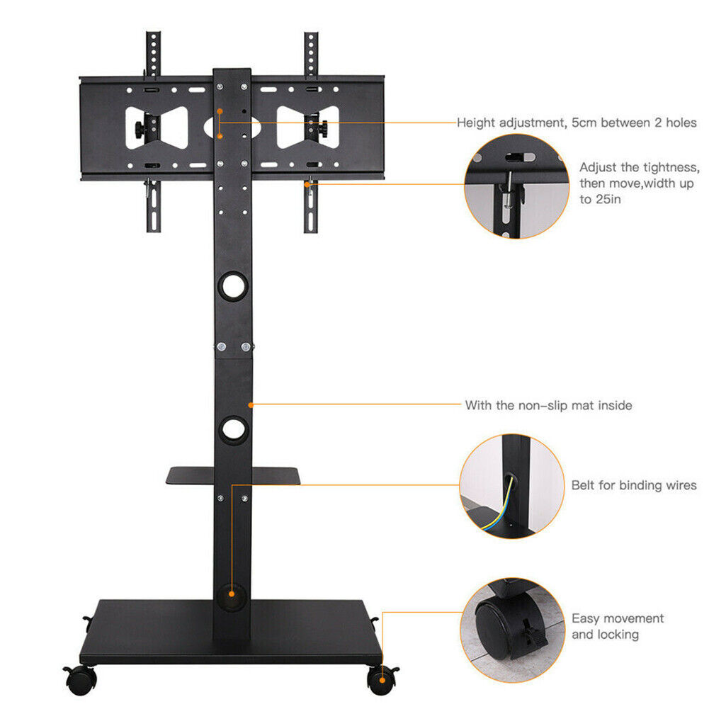 Plasma Portable TV Mobile Floor Stand Moving Cart  32"-70"