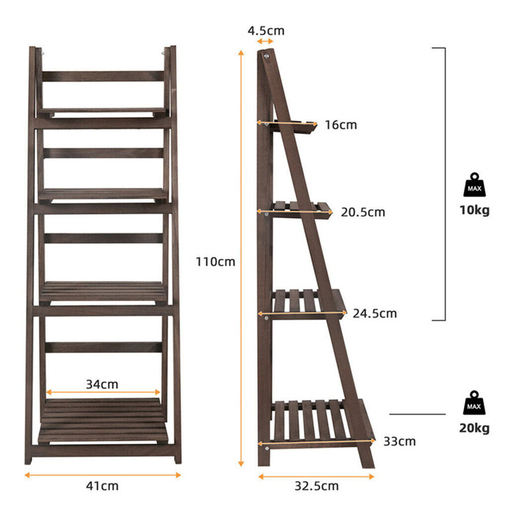 Industrial Wood Ladder Bookshelf Folding Bookcase-