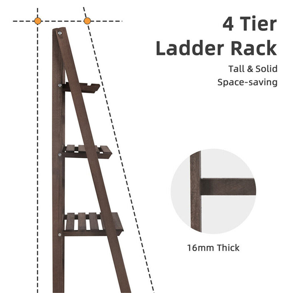 Industrial Wood Ladder Bookshelf Folding Bookcase-