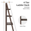 Industrial Wood Ladder Bookshelf Folding Bookcase-