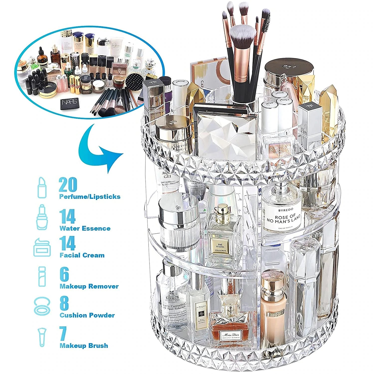 X-Large 360° Rotating Makeup Cosmetic Holder