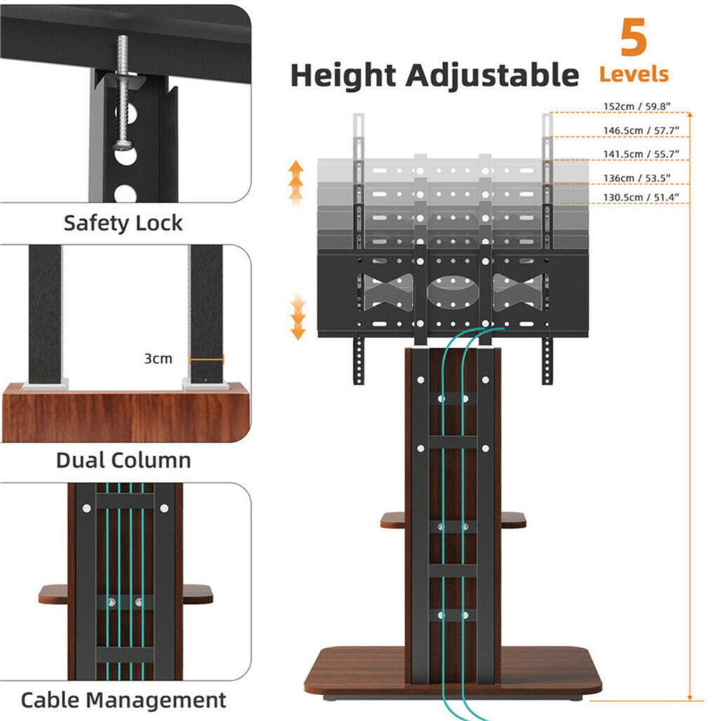 32-100" Universal Wooden Floor TV Stand Height Adjustable